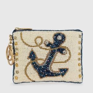 Mary Francis Hooked Up Beaded Anchor Key Card Mini Bag Coin Purse Bag Nautical
